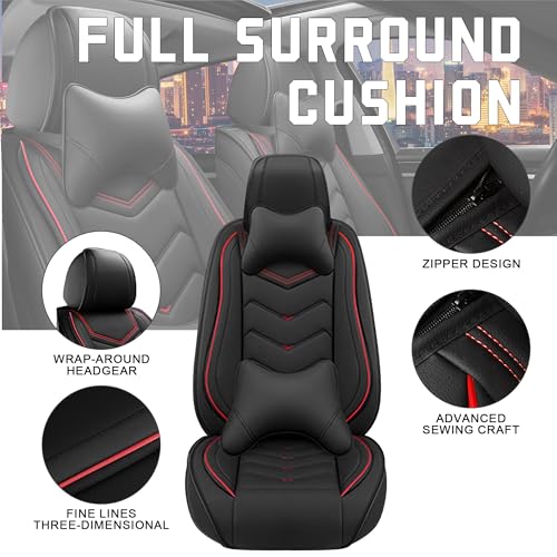 Car Seat Covers for Chrysler Pacifica 2004 (2 Pcs Front with Pillow / Black)