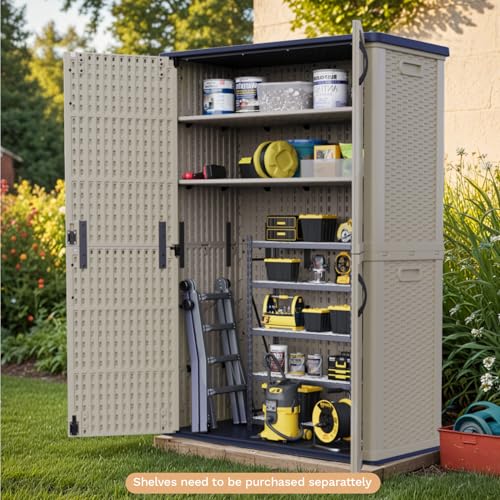 50 cu.ft Plastic Vertical Outdoor Storage Shed (Beige / 50 Cu FT Cabinet)