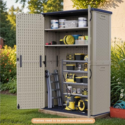 50 cu.ft Plastic Vertical Outdoor Storage Shed (Beige / 50 Cu FT Cabinet)