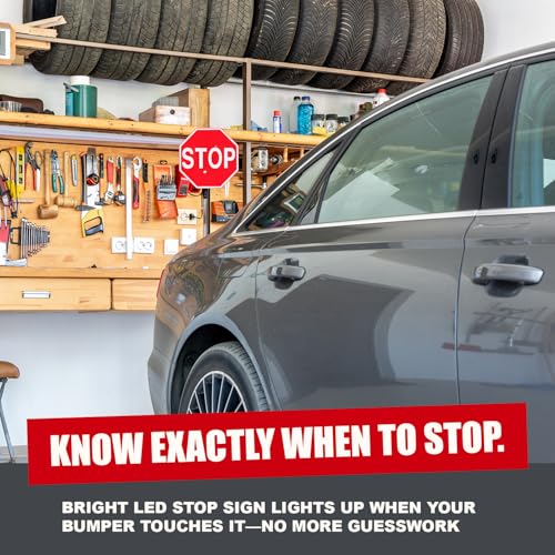 Garage Parking Aid with LED Stop Sign [Upgraded Base] (Upgraded Base)