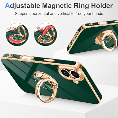 Designed for iPhone 16 Case with Ring Stand Slim Green (Green / 6.1'' iPhone 16)