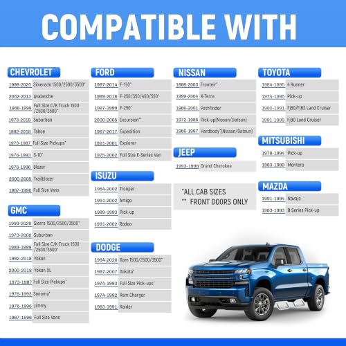 2Pcs Side Step Compatible with Chevrolet GMC Ford Isuzu Mitsubishi (silvery)