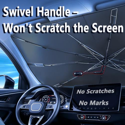 Foldable Car Windshield Sun Shade with Mirror Cutout