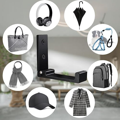 Folding Coat Hooks 6pcs Foldable Hook Wall Mounted for Hanging Coat (Black 6 Pack)
