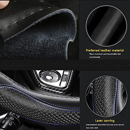 Microfiber Leather Steering Wheel Cover (Blue)