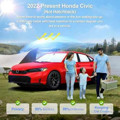 8pcs Car Window Shades for Honda Civic 2022 (for Honda Civic2022-Present-Not Hatchback)