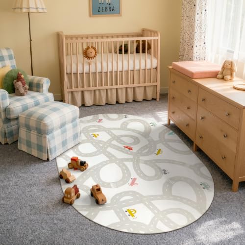 Kids Play Car Rug (Grey / 5'x7')