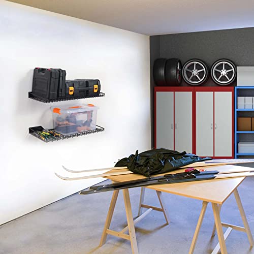 Garage Wall Shelves 23.6"x11.8" Wall Mount Metal Shelves 4 Pack (Black / 4pack)