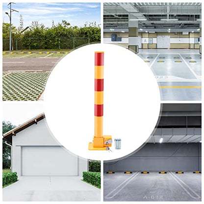 Parking Post and Base With Lock (Yellow & Red，Pole Type)