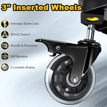 Rolling Shop Stool with Wheels (Yellow)