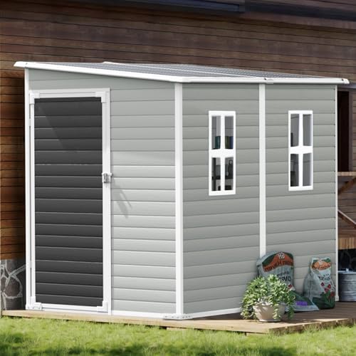 8x4x6 FT Resin Lean to Shed (Dove Grey)