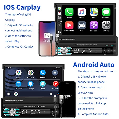 7'' Single Din Carplay Car Stereo (USB, Carplay)