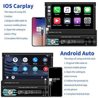 7'' Single Din Carplay Car Stereo (USB, Carplay)