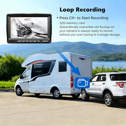 Digital Wireless Backup Camera System Kit for RV (grey / 7'' 2 CAM)