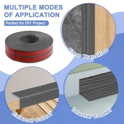 Wall Corner Protector Moulding Trim Peel and Stick (Deep Gray Wood / 0.8 In x 20 Ft)