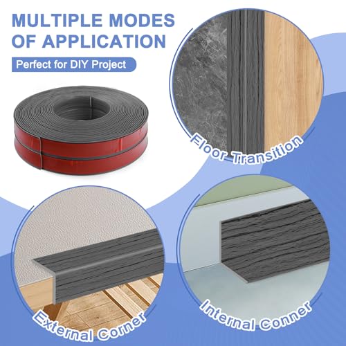 Wall Corner Protector Moulding Trim Peel and Stick (Deep Gray Wood / 1.6 In x 10 Ft)