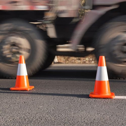 Overall Fluorescent Orange Red Integrated Traffic Cones (18"-Medium 8 Pack)