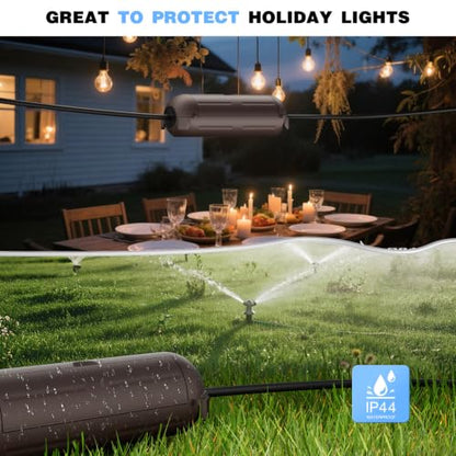 3 Pack] Flemoon Outdoor Extension Cord Safety Cover with Waterproof Seal (Brown / Small Box: 5.3" L x 2" W x 2" H)
