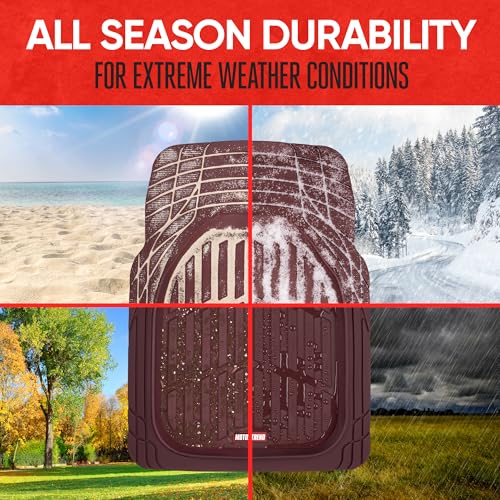 FlexTough Floor Mats for Cars (Full Set (Full Size) / Burgundy)