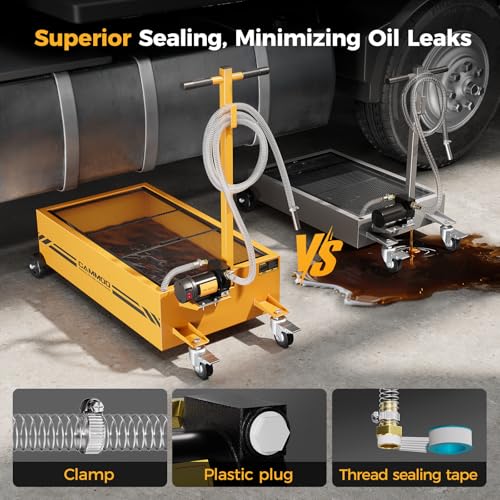 25 Gal Electric Oil Drain Pan with Pump (Yellow)