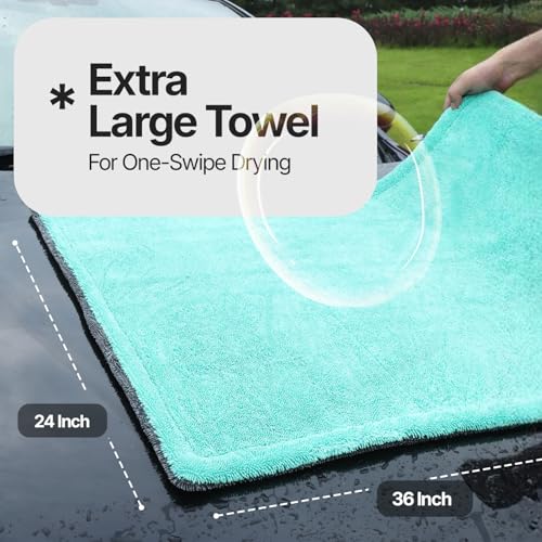 Crystal Clean 1300 GSM Car Drying Towel (Green / Pack of 1)