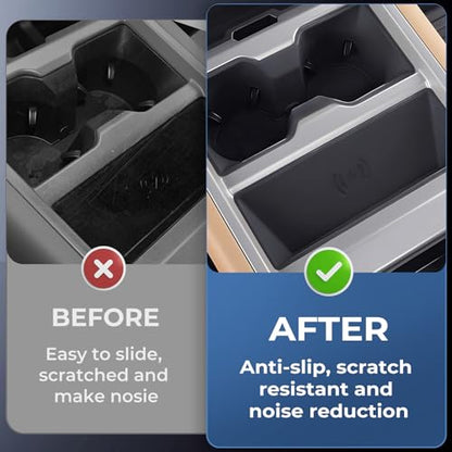 Cup Holder Insert & Wireless Charging Protective Mat for Land Rover Defender 90 (Cup Holder for 2025-2026 Defender 90/110/130)