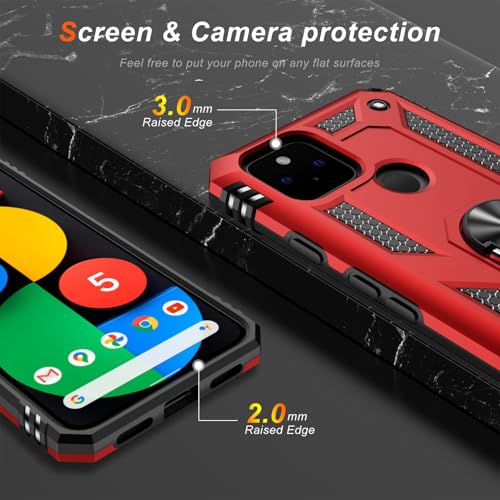 for Google Pixel 5A Case with Screen Protector (Red / Google Pixel 5A)