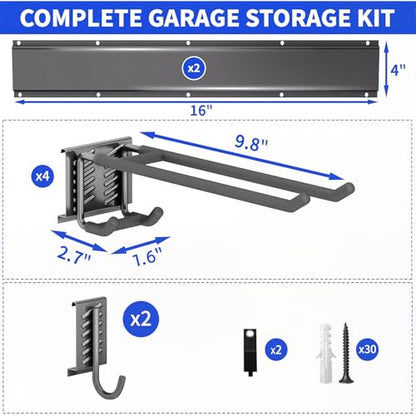 Garage Tool Organizer Wall Mount (32" - 6 Hooks)