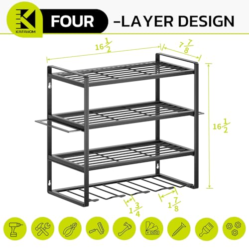 Power Tool Organizer (4-Layer 4-Drill / 4 Cordless Drills Black)