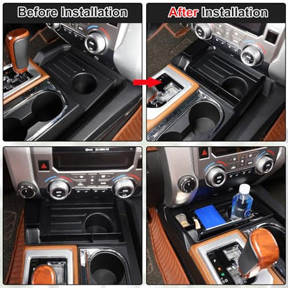 Central Control Storage Box Compatible with Toyota Tundra 2014 (Central Control Cup Holder Storage Box)