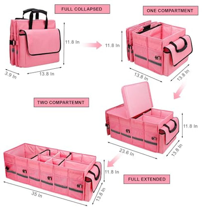 Car Trunk Organizer and Storage for Car (Pink / Large)