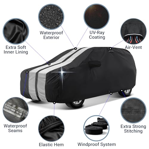 Car Cover Waterproof All Weather for 1946 (76. Sedan Delivery 1946-1960 / Black / Gray (Stripe))