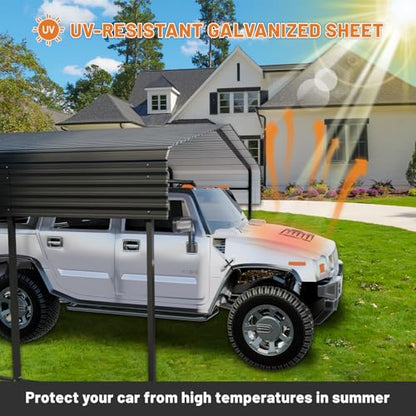 10 x 15 FT Metal Carport with Heavy Duty Galvanized Steel Roof & Durable Frame (10X15FT)