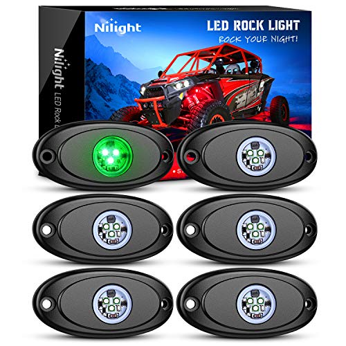 LED Rock Light 6PCS Underglow Wheel Well Pods Waterproof Exterior Underbody Roof Rack Side Lamps for Car Truck Pickups ATV UTV SUV Motorcycle Boat (Green / 6Pcs Pods)