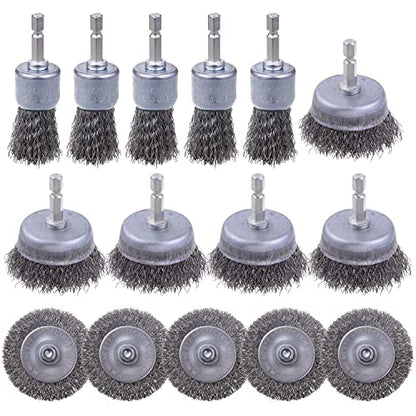 15 Pack Carbon Steel Wire Wheel Brush