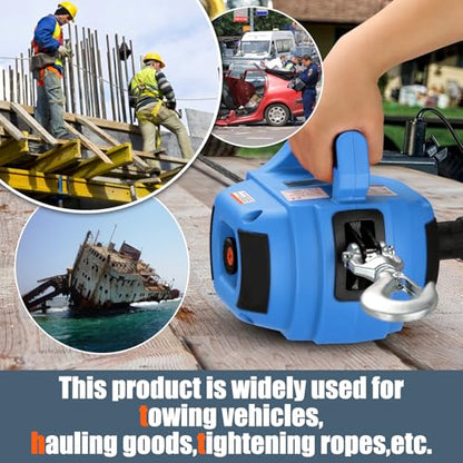 Portable Drill Winch of 1000 LB (1000 lb. Capacity Synthetic Rope（Blue）)