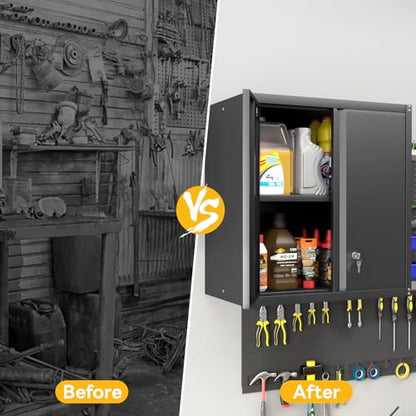 Garage Storage Cabinet (27.95"H Wall Cabinet / Black)
