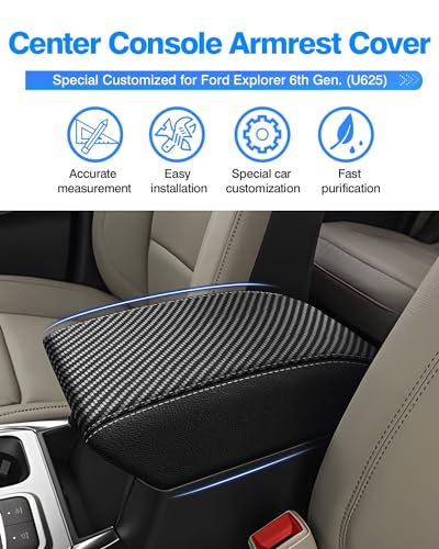 Center Console Cover for Ford Explorer 2020 (8)20-26|Explorer|Carbon Pattern,Regular)
