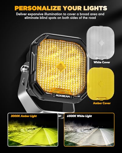 Color Play Series 3 Inch LED Pods Off Road Cube Lights (Color Play 3 Inch Amber/White Flood & DRL)