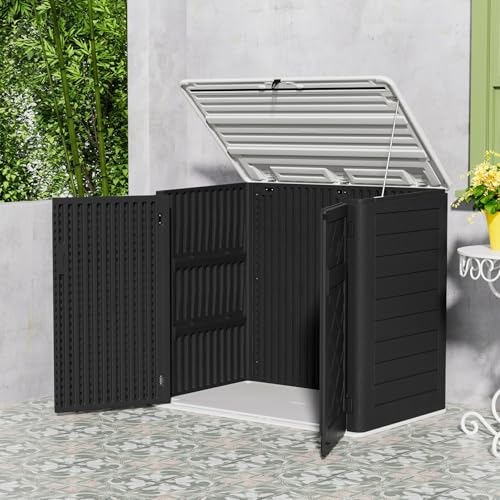 Resin Outdoor Storage Shed (Black-White 48Cu.ft)