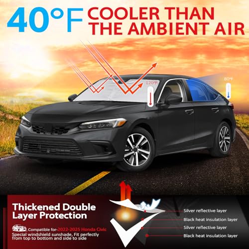 Windshield Sun Shade for Honda Civic 2022 (for 2022-2025 Civic)