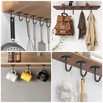 Coat Hooks Wall Mount Hooks for Hanging Hat Hurse Robe (Matte Black / 2 Inch (Ceiling))