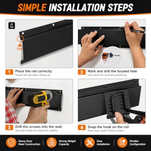 Garage Tool Organizer Wall Mount (48" Alloy Steel)