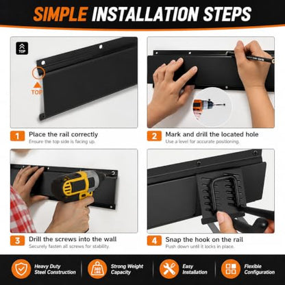 Garage Tool Organizer Wall Mount (48" Alloy Steel)