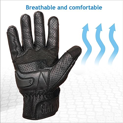 Leather Motorcycle Gloves for Men and Women (Small / Perforated)
