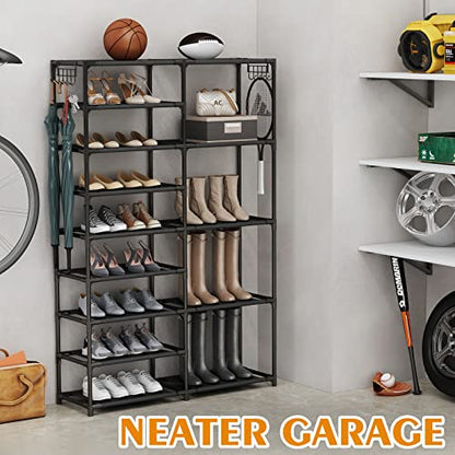 9 Tier Shoe Rack Organizer (Black / 9-tier without wheels)