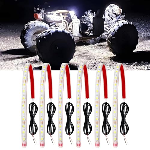 12V Led Light Strip Waterproof 32CM White Underglow for Car Motorcycle 6Pcs (White)