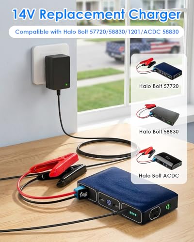 14V Replacement Charger Adapter for Halo Bolt Car Jump Starter Compatible with 57720