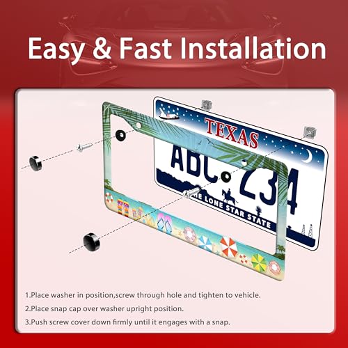 Beach Flip Flops Stainless Steel License Plate Frame for US Cars Decor (Beach Flip Flops)