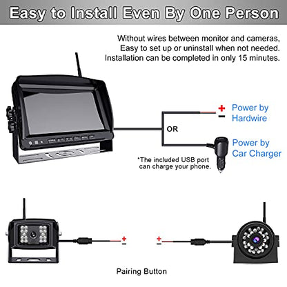HD 1080P 9" Wireless Quad RV Backup Camera System with Recording (Ink Black / 9" 4-Cam)